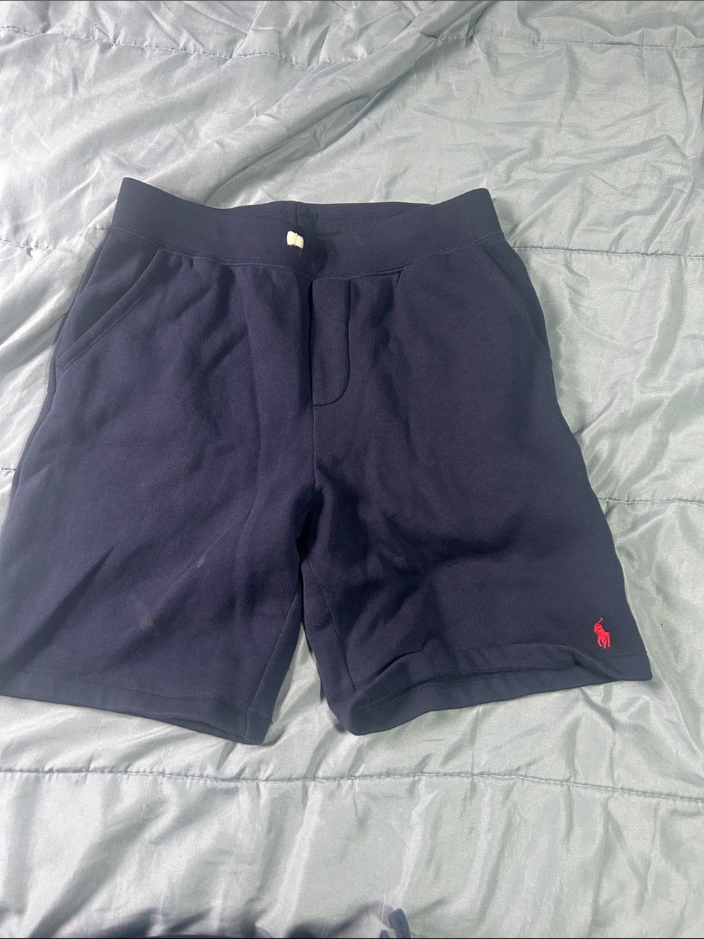 Polo by Ralph Lauren Navy Drawstring Knit Shorts with Red Logo